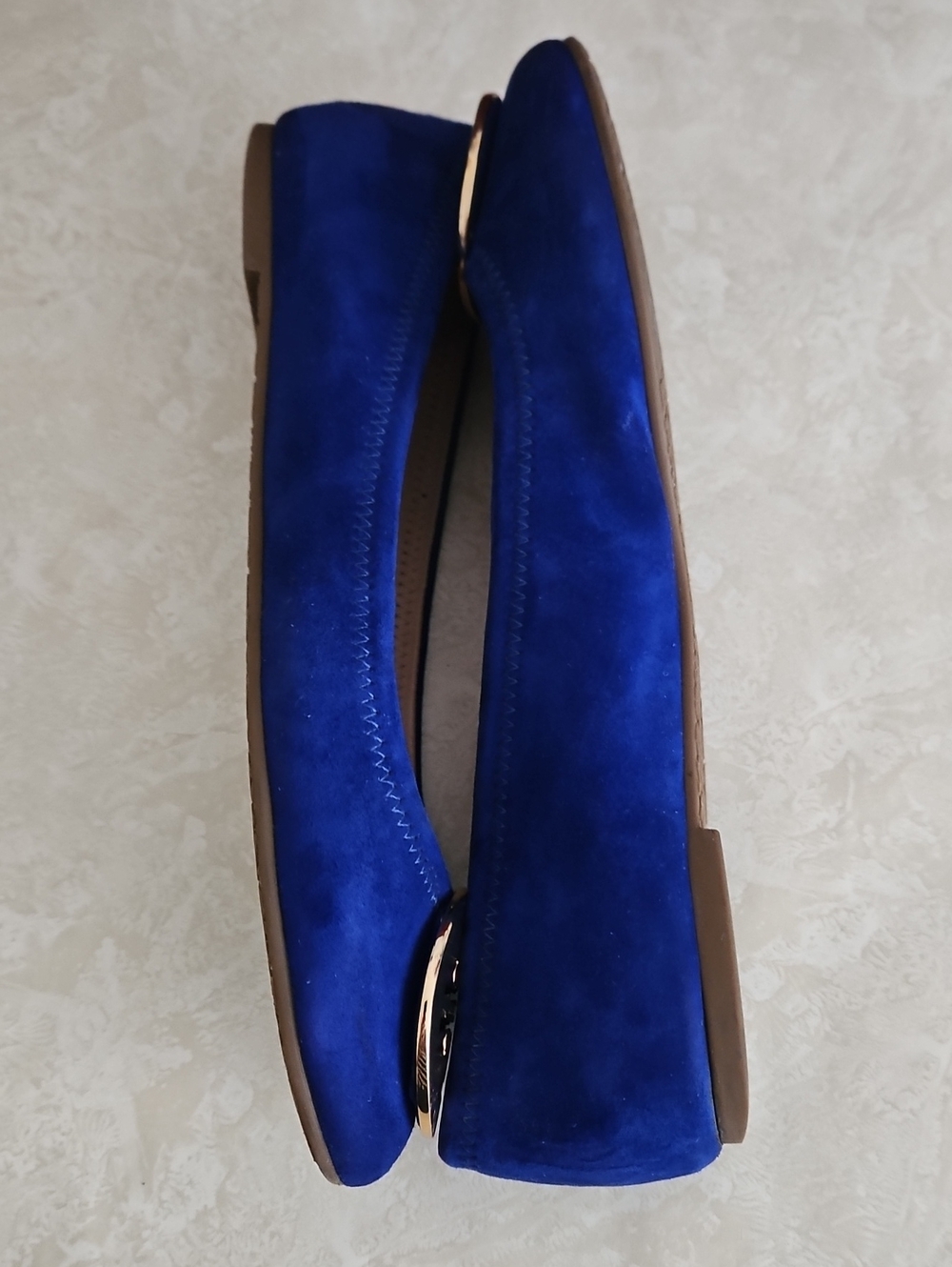 Tory Burch Cobalt Blue Suede Ballet Flats , Size 9M. - Picture 6 of 12